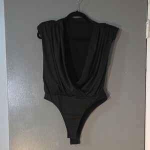 Black Draped Bodysuit